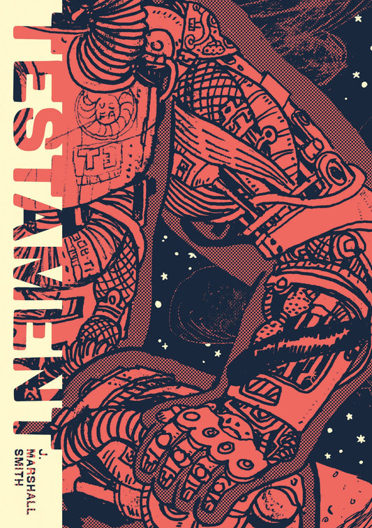 Illustration of a person with tattoos on a red background, featuring text.