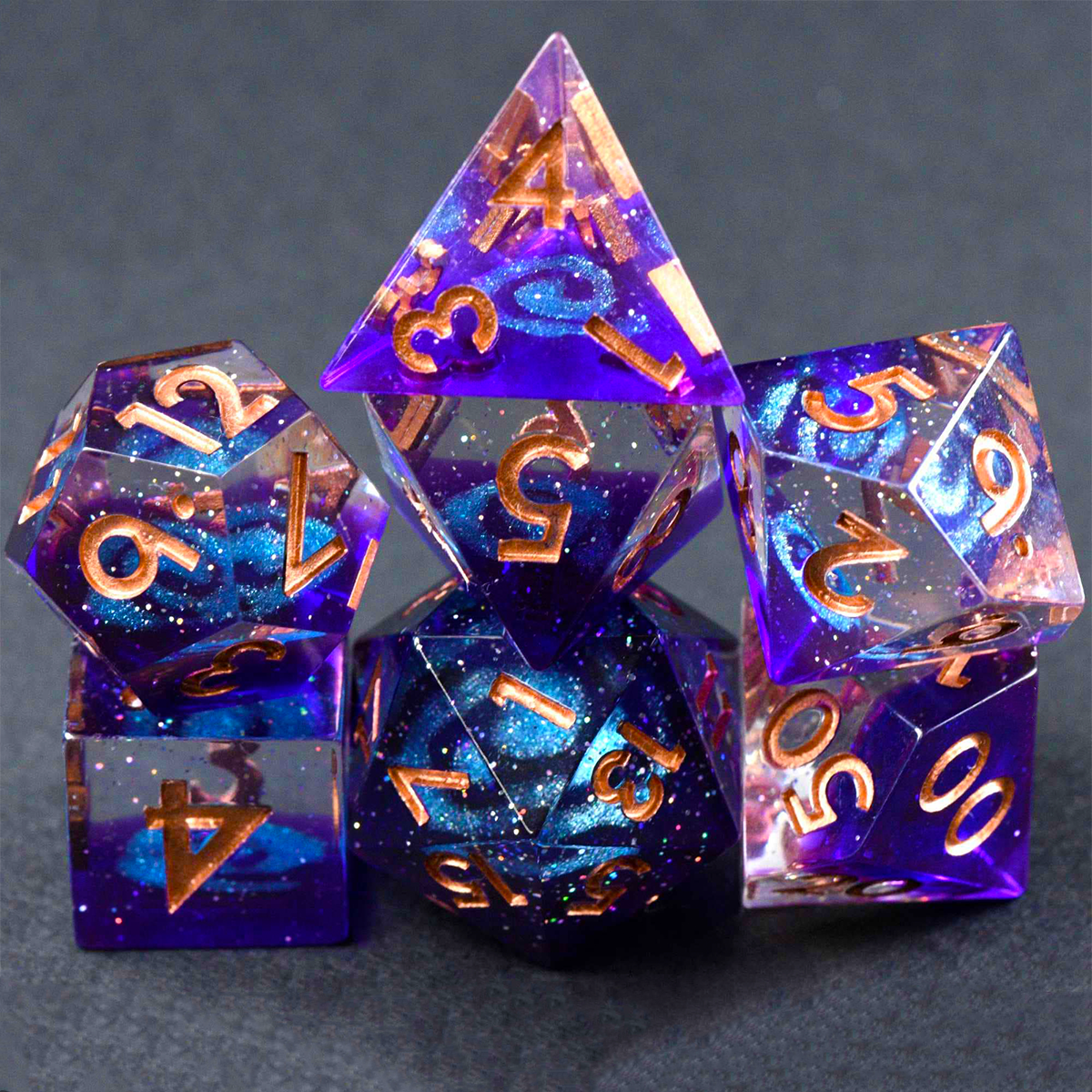 Handmade Spiral Galaxy Dice Set