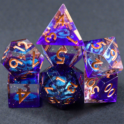 Handmade Spiral Galaxy Dice Set